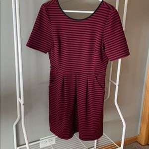 Speechless Dark Red and Black Striped Dress, XL
